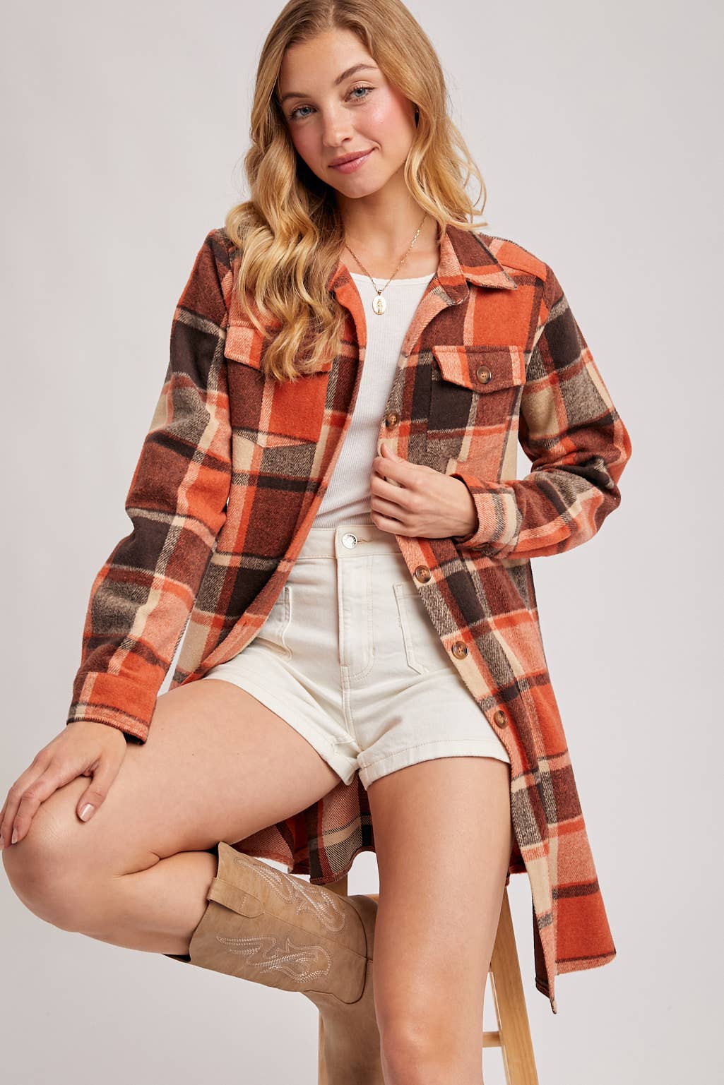 Olena Flannel Longline Shacket