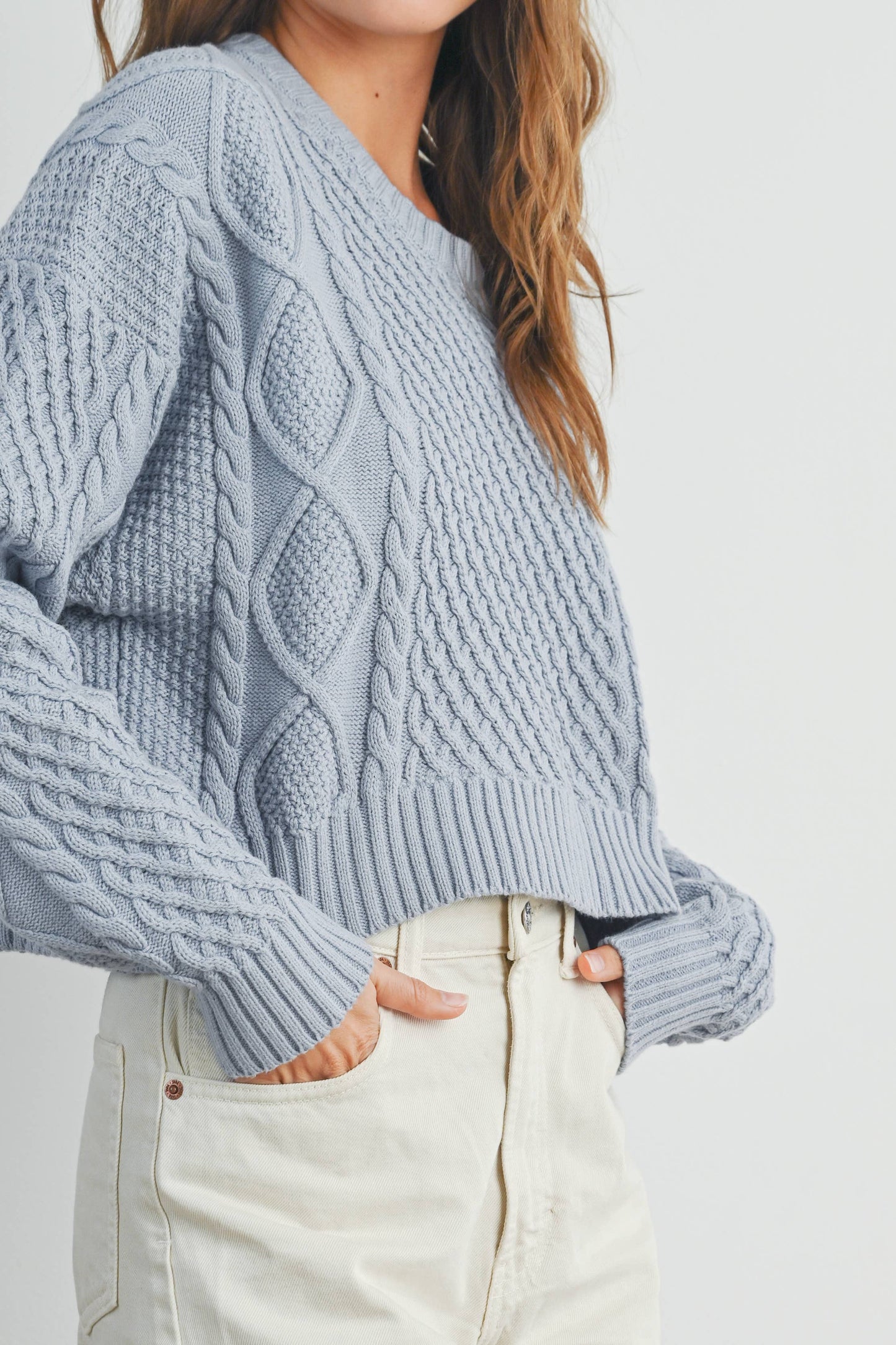 Leona Solid Cable Knit Sweater