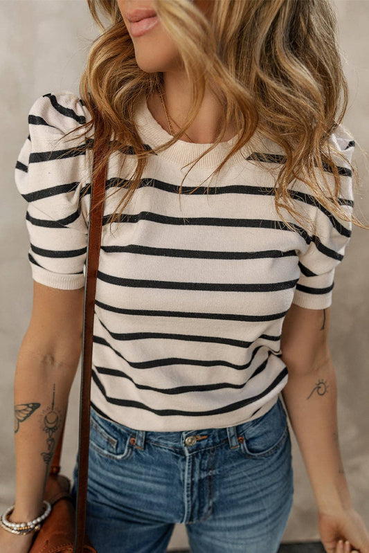 Gabby Striped Bubble Sleeve Top