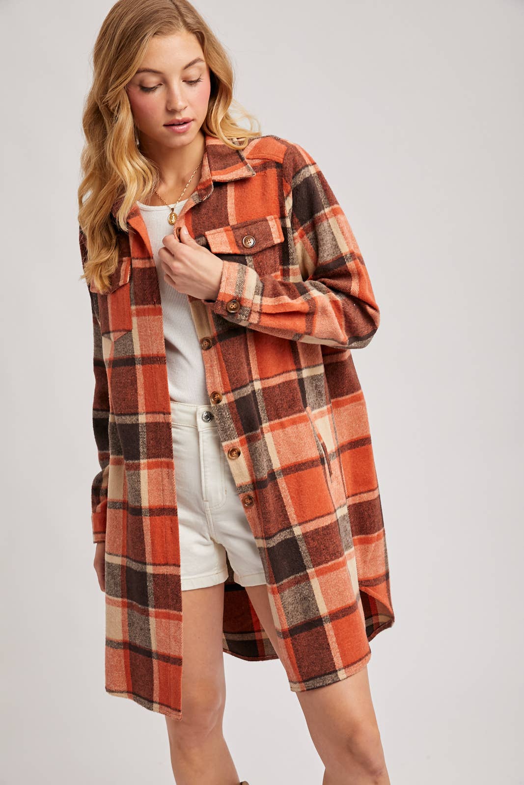 Olena Flannel Longline Shacket