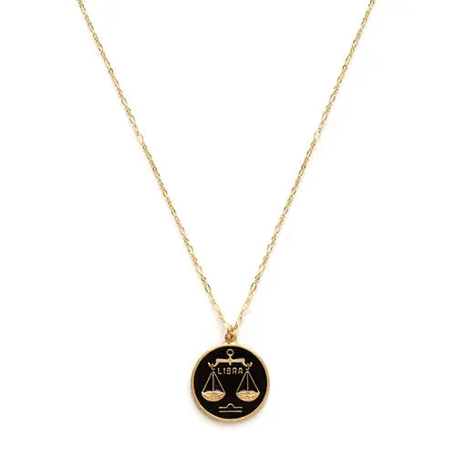 Black Enamel Zodiac Necklaces