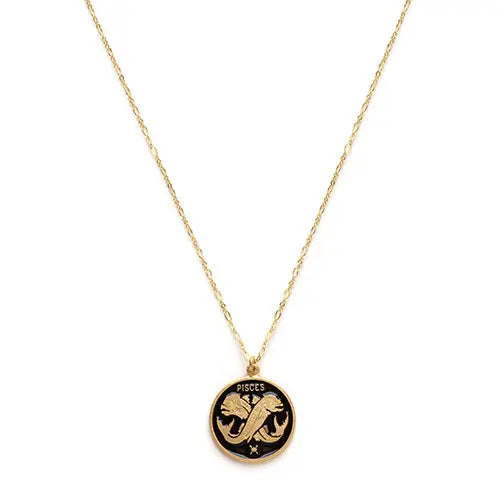 Black Enamel Zodiac Necklaces