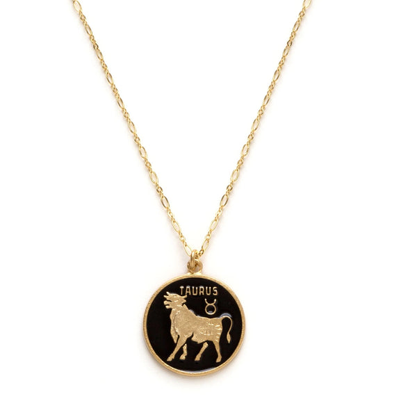 Black Enamel Zodiac Necklaces