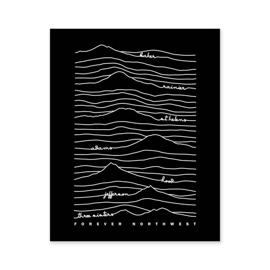 Cascade Mountain Range Print - Black